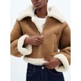 thumbnail image 1 of Chaqueta corta de lana de oveja sintética para mujer, abrigo grueso y cálido de manga larga con solapa, Estilo Vintage, para otoño e invierno, 2024, 1 of 5