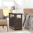 thumbnail image 7 of REDAYFUR Narrow End Table with Flip Top Charging Station and 2 Drawers, Type-C & USB port & Power outlets, Wooden Storage Cabinet, Side Table with Storage for Living Room and Bedroom | Espresso, 7 of 7