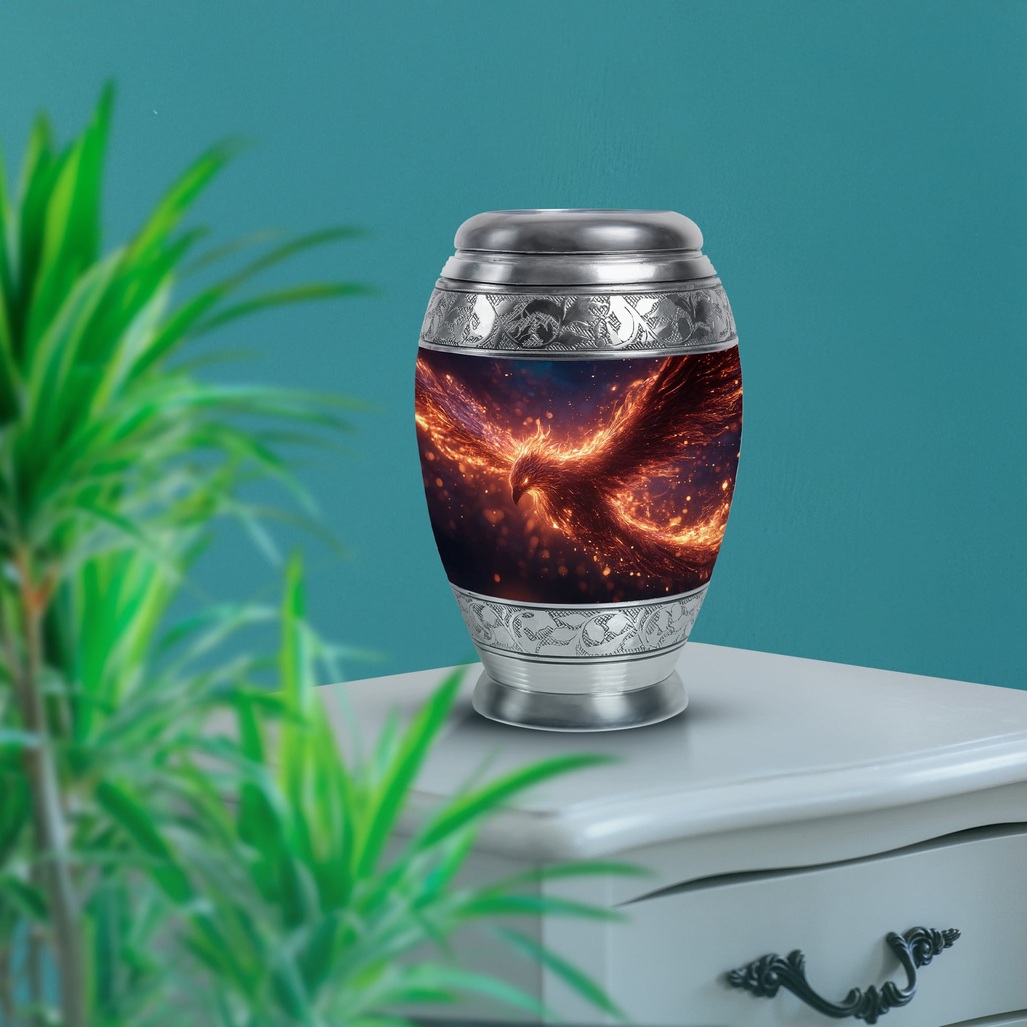 SABURIAL Phoenix Urn - Human Remains Urn For Mom & Dad - Combo - 10 Inch Large With 3 Inch - Memorial Urns For Men & Women - Cremation Keepsakes For Ashes - Burial Urns For Human