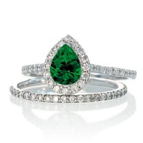 2.25 Carat 8x5mm Pear Cut Halo Bridal Set Diamond Moissanite For Woman on 10k White Gold