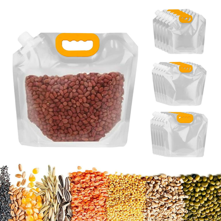 Spencer 5PCS Cereal Storage Bags Rice Container Set, Reusable Leakproof  Moisture Resistant Food Storage Pouches, Kitchen Organization Bag for Grain