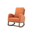 thumbnail image 4 of Rocking Chair,Mid-Century Modern Nursery Rocking Armchair ,Comfortable Fabric Rocker Padded Seat Wood Frame,Tufted Upholstered High Back Accent Chair for Home Living Room, Orange, 4 of 7
