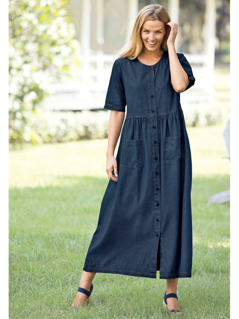 denim dress plus size Blue Plus Size Long Sleeve Elastic Bodycon Slim Fit Midi Denim Dress