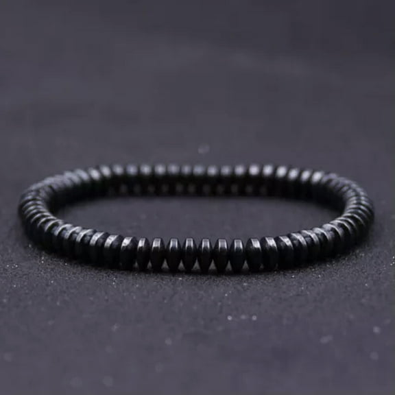 EOEMY 4 Colors Women Men Pave Cz Stopper 6mm Hematite Beads Bracelets Jewelry Gift-Black