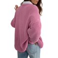 thumbnail image 2 of Womens Sweaters Fall Oversized Chunky Knitted Pullover Sweater Casual Long Sleeve Crewneck Cute Sweaters Pink S, 2 of 10