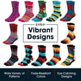 thumbnail image 5 of ZEKE Men's Pattern Dress Funky Fun Colorful Crew Socks 12 Assorted Patterns Variation B, 6-12, 5 of 8