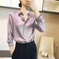 thumbnail image 2 of Satin Blouses for Womens Casual Lapel Collar Button Down Long Sleeve Silk Shirt 2026 Business Work Dressy Shirts, 2 of 5