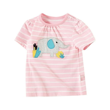 

Tops For Girls Girls Summer Animal Print Top Crewneck Short Sleeve Casual Wear Suitable For Going Out For 9-12 Months