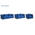 thumbnail image 4 of Hybition 3 Piece Living Room Set, Mid-century Style Sofa,Button Tufted Armchair Loveseat Couch with Square Pillows and Nailhead Trim for Living Room - Blue, 4 of 8