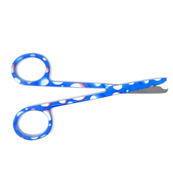 Stitch Scissors 4.5" with One Hook Blade, Stainless Steel, Multi Droplets