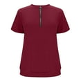 thumbnail image 4 of Summer Zipper T Shirts for Women Collared Neck Short Sleeve Tunic Tops Vacation Ribbed Knit Tees Summer Office Tops, 4 of 6