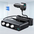 thumbnail image 3 of Adaptador Cargador Coche 2 Uds 154W Adaptador Corriente para Coche 9 en 1 3 Enchufes QC3.0 para Vehículo, 3 of 8
