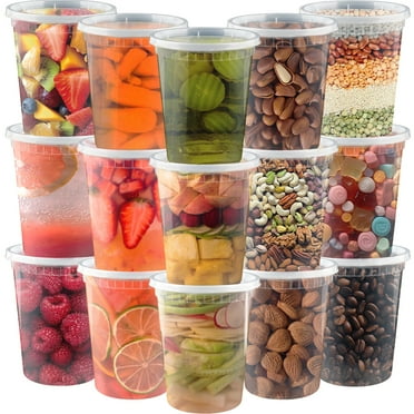 Deli Containers with Lids [25 Set] 32 oz Meal Prep Ccontainers Reusable,Plastic Containers ,BPA Free, Stackable, Leakproof, Microwave and Freezer Safe