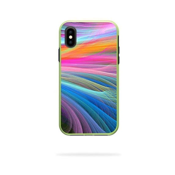 MightySkins LIFSLIPX-rainbow waves Skin Decal Wrap for LifeProof SLAM iPhone X or XS Case - Rainbow Waves