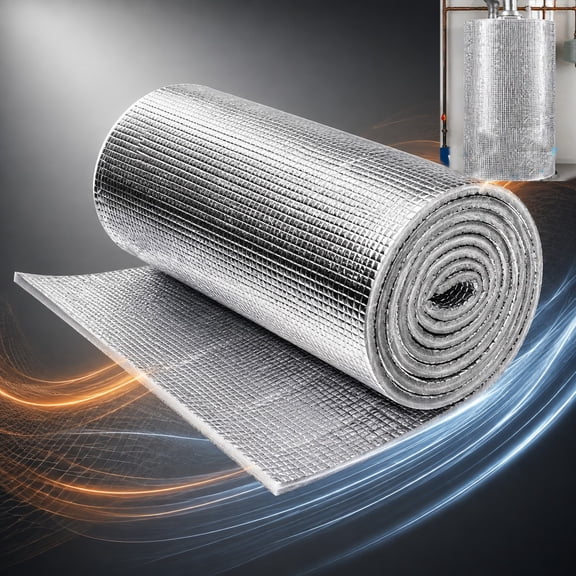 6.5 FT Aluminum Foil Water Heater Insulation Blanket, Tutuviw Double Sided Reflective Insulation Wrap, Hot Water Heater Cover Jacket, Heat Retention Insulation Blanket for Home Water Heater