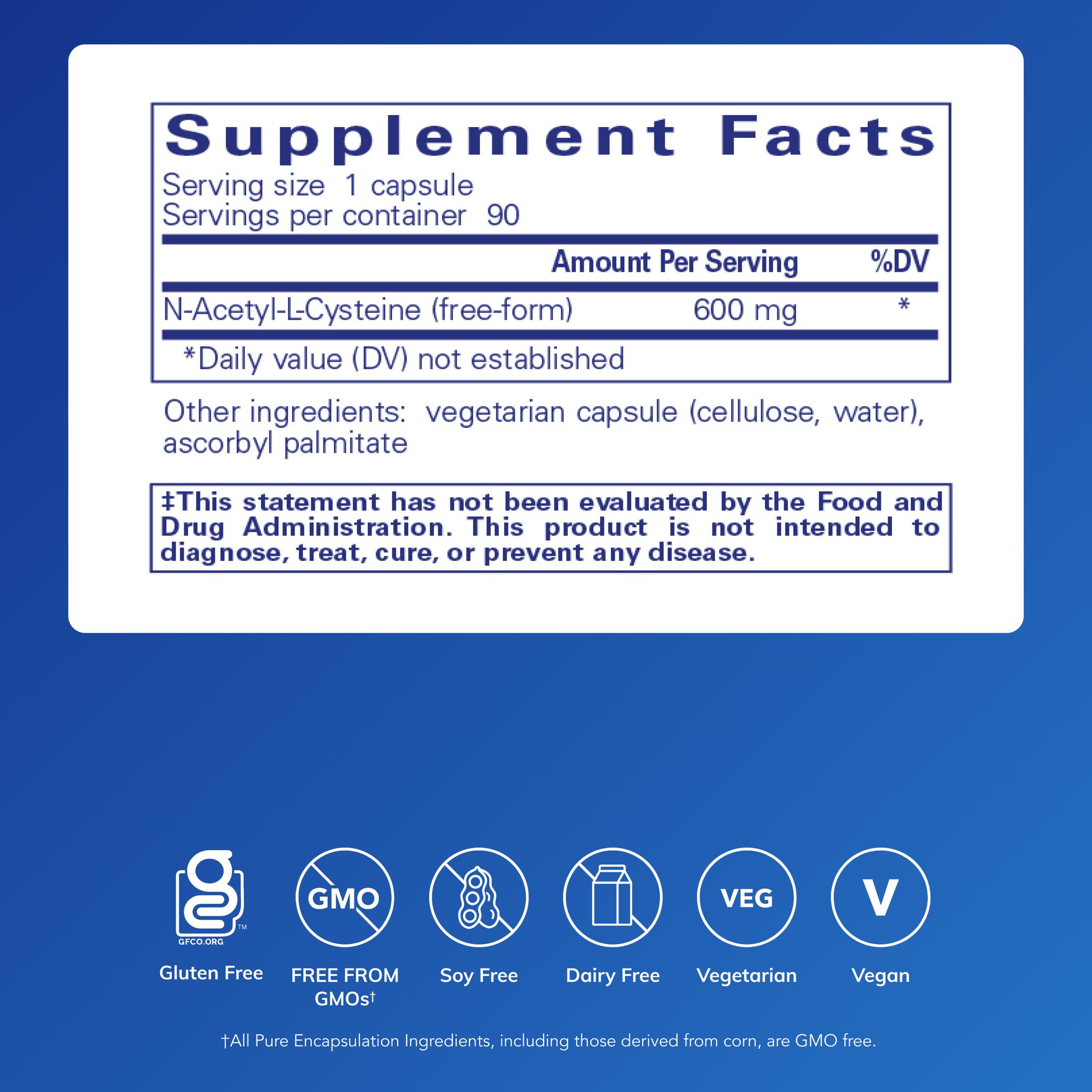 Pure Encapsulations NAC 600 mg, Lung Health & Immune Support*, 90 Count