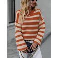thumbnail image 4 of Faithtur Chandail Rayé pour Femmes Manches Longues Col Rond Coupe Ample Tricot d'Hiver, 4 of 8