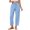 Blue -AG07, variant on Women's Linen Harem Pants Casual Loose Fit Wide Leg Cropped Lightweight Drawstring Elastic Waist Pants with Pockets Blue S