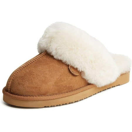 

Women s Shearling Fur Indoor/Outdoor Scuff Slipper with Wide Widths