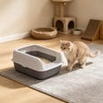 thumbnail image 5 of Open Top High Side Cat Litter Box, Semi-Enclosed Removable Pet Litter Tray, High-Sided Design Prevents Urine Leakage, Non-Stick, Easy to Clean, Indoor Cats Litter Pan, 5 of 6