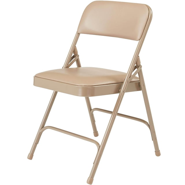 Pemberly Row Chaise Pliante Rembourrée en Vinyle 29,5 Pouces Beige (Ensemble de 4)