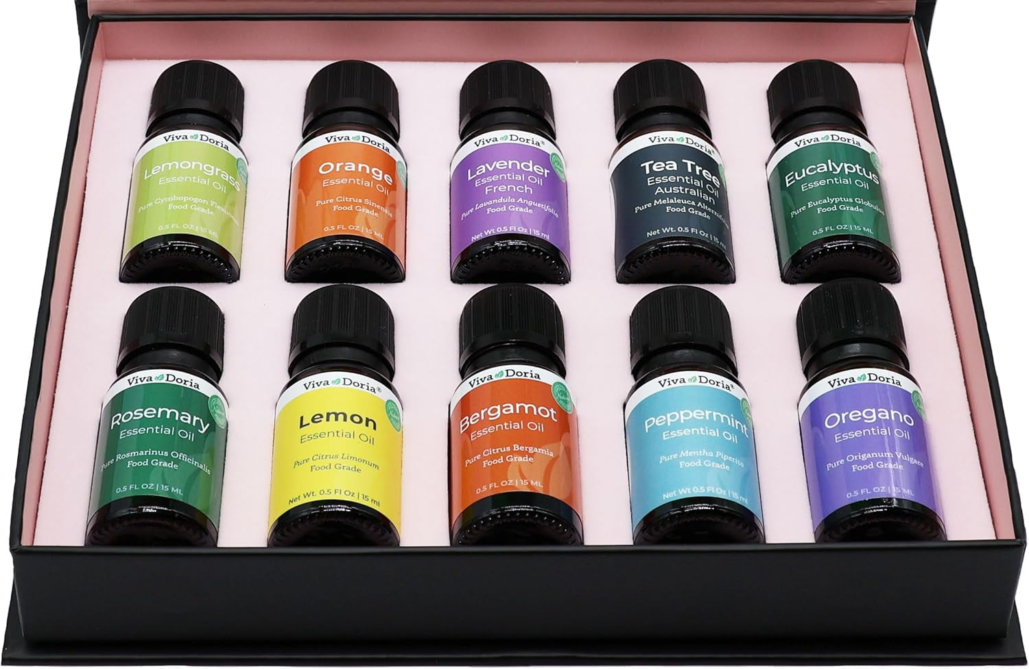 Viva Doria Food Grade Essential Oil Set - Top 10 Blends for Diffusers, Home Care, Candle Making Scents, Fragrance, Aromatherapy, Humidifiers