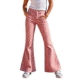 thumbnail image 5 of YAYUBA Girls Flare School Uniform Pants Kids Wide Leg Bell Bottoms Mid Rise Elastic Waist Loose Back To School Casual Pants with Pockets, Light Pink, 11-12 Years, 5 of 5