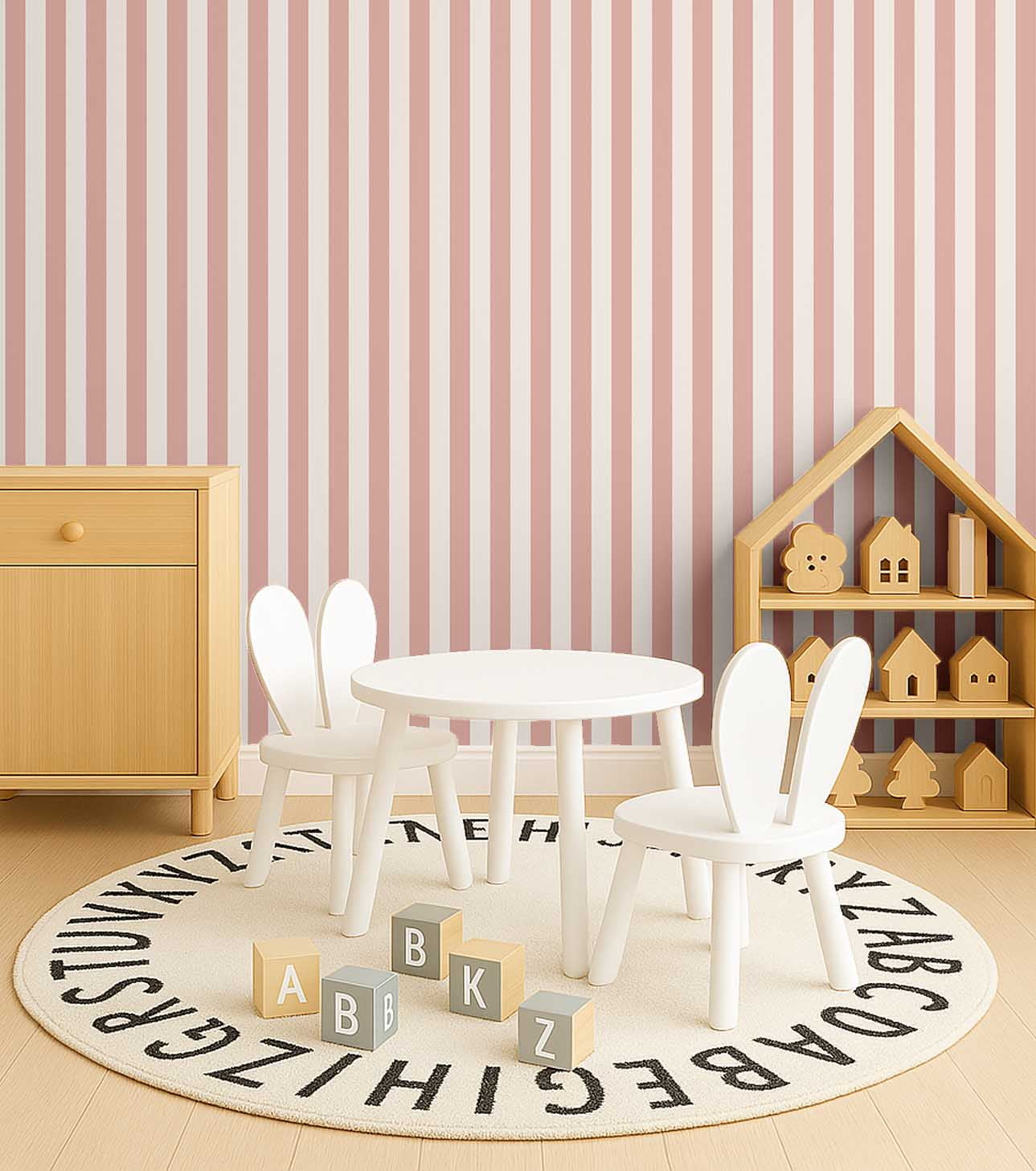 S4Sassy Self Adhesive Wallpaper, Pink Vertical Stripes Wallpaper, Removable DIY Vinyl Wall Covering, Textured Peel & Stick Contact Paper for Entryway Accent Wall, Easy Home Decor Solution (25"x240")