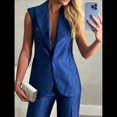 thumbnail image 4 of Conjuntos de 2 Piezas para Mujer: Chaleco Sin Mangas y Pantalón , Conjunto de Blazer Informal de Negocios. Azul S, 4 of 7
