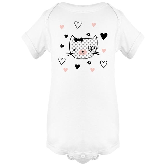 Pretty Cat Head With Hearts Bodysuit Infant -Image by Shutterstock, Newborn