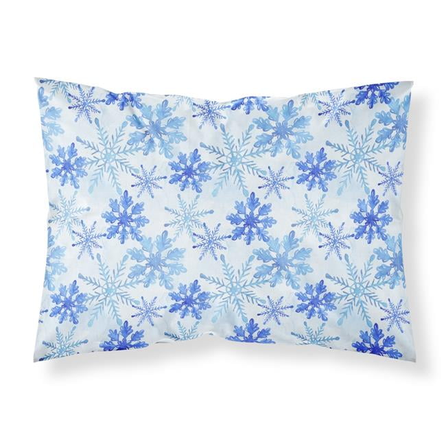Standard Caroline's Treasures BB7553PILLOWCASE Watercolor Snowflake on Blue Fabric Standard Pillowcase Multicolor