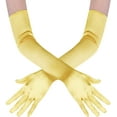 thumbnail image 2 of Long Opera Party 20s Satin Gloves Stretchy Adult Size Elbow Length,Gold, 2 of 4