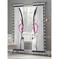 thumbnail image 4 of Easter Sheer Curtains 108 Inch Length 2 Panels Set Window Treatments, Funny Rabbit Carrots Black White Buffalo Plaid Rod Pocket Semi Curtains for Living Room/Bedroom/Kitchen Décor, 104"W x 108"L, 4 of 7