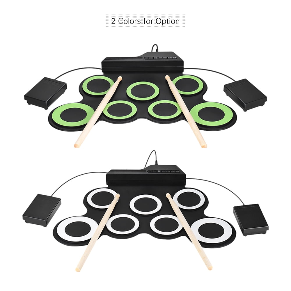 Drum Portable Digital Electronic Roll Up Drum Set Kit with 7 Silicon Drum Pads Ideal for Beginners Kids