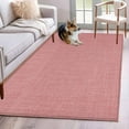 thumbnail image 3 of Area Rug for Living Room, Vintage Peach Pink Non-Slip Indoor Large Carpet for Bedroom/Dining Room, Farmhouse Retro Solid Color Linen Texture Washable Low-Profile Floor Mat Runner Rugs - 2.7 x 5 Ft, 3 of 7