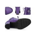 thumbnail image 4 of BLISSFUL STEP Women's Ankle Boots Chunky Heel Lace Up Buckle Platform Side Zipper Round Toe Boots Purple 8, 4 of 7