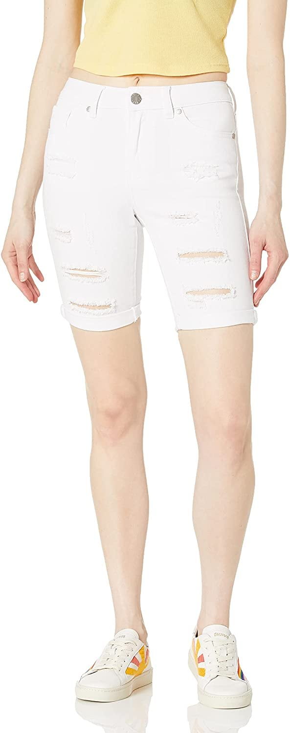 VIP JEANS Teen Girls's Super Cute Jeans Shorts Acid Washed, Denim White Bermuda, 13