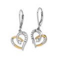thumbnail image 3 of 1/5 Carat (Ctw) Lab-Grown Diamond Heart Dangle Earrings in 14K White and Yellow Gold for Women, 3 of 4
