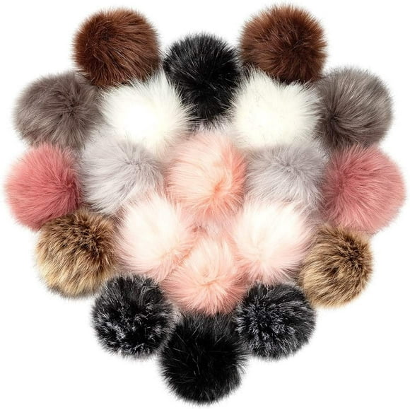 22Pcs 4.7" Large Pom Poms Faux Fur Fluffy Pompom with Elastic Loop for Bags Hats Scarves Crochet,Shoes,Key,Phone Decoration(11 Colors, 2Pcs for Each Color)