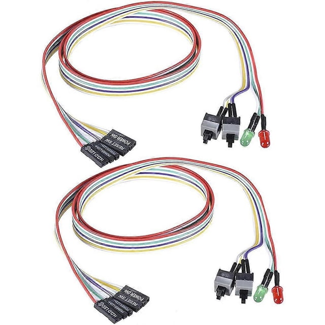 Computer Case ATX Power on Off Reset Switch Cable with 2 LED Light Light Red Green ATX Case Front Be