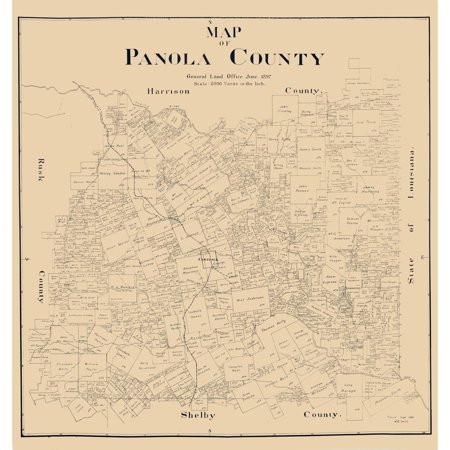 Historic County Map - Panola County Texas - Smith 1897 - Vintage Wall Art
