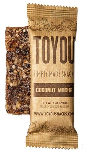 Toyou Snacks Gluten Free/Vegan/Kosher Snack Bar, Coconut Mocha (14- Count)