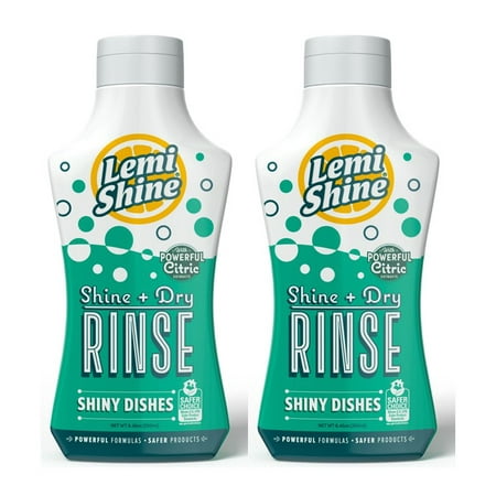 (2 Pack) Lemi Shine Shine + Dry Rinse, Rinse Aid Powered By Natural Citric Extracts For Dry and Shiny Dishes, 8.45