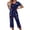 Dark Blue, variant on Women's 4th of July Pajama Sets 2 Pieces Lounge Sleepwears US Patriotic Printed Plus Size Short Sleeve Top and Capri Pants Independence Day Gifts