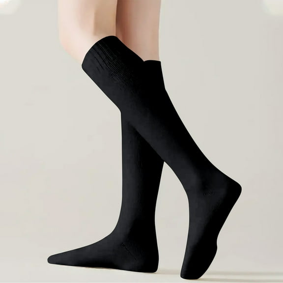 Aueoeo 1 Pairs Womens Socks, Solid Color Warm Winter Comfort Knee-High Socks Colorful Lightweight Athletic Socks