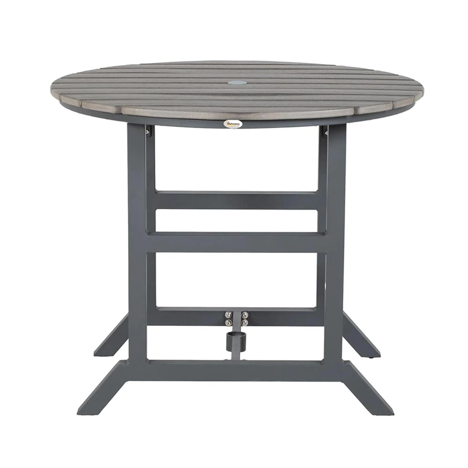 Demi Bonn 35" Outdoor Bistro Tables with Umbrella Hole, Aluminum Frame Round Patio Table, Garden Dining Table for Backyard, Lawn, Balcony, Porch, Gray