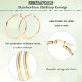 thumbnail image 4 of 1Box 12 Pairs 6 Style 304 Stainless Steel Flat Hoop Earrings Hypoallergenic Earrings for Women Golden 14~41x2mm Pin: 0.7x0.1mm 2 Pairs/style, 4 of 8