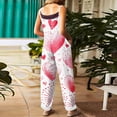 thumbnail image 4 of Fgvctg Valentine's Day Women's Jumpsuit Wide Leg Pant Holiday Love Heart Print Overalls Sleeveless Romper Spaghetti Straps Jumpsuit LooseBib Overalls Sprimg Clothing With Pockets Watermelon Red S, 4 of 4