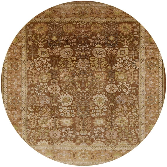 Ahgly Company Machine Washable Indoor Round Industrial Modern Mahogany Brown Area Rugs, 4' Round