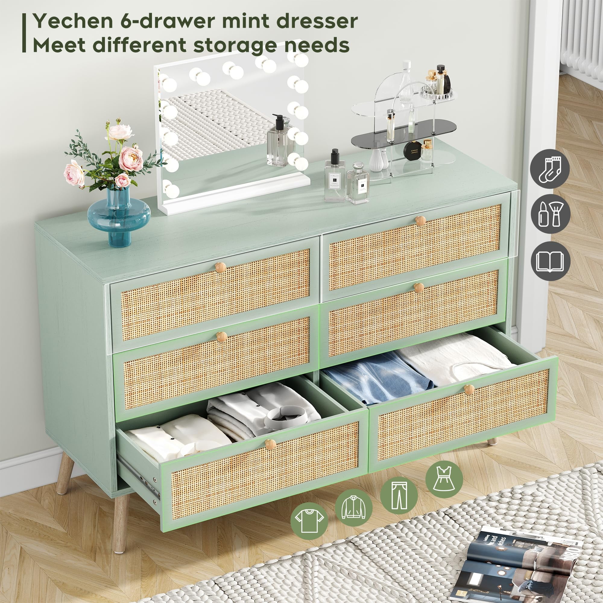 mint green dresser Signature Collection with Changing Top Sage Natural HoltAtelier Item Weight Richmond Ridged 5 Drawer Dresser,